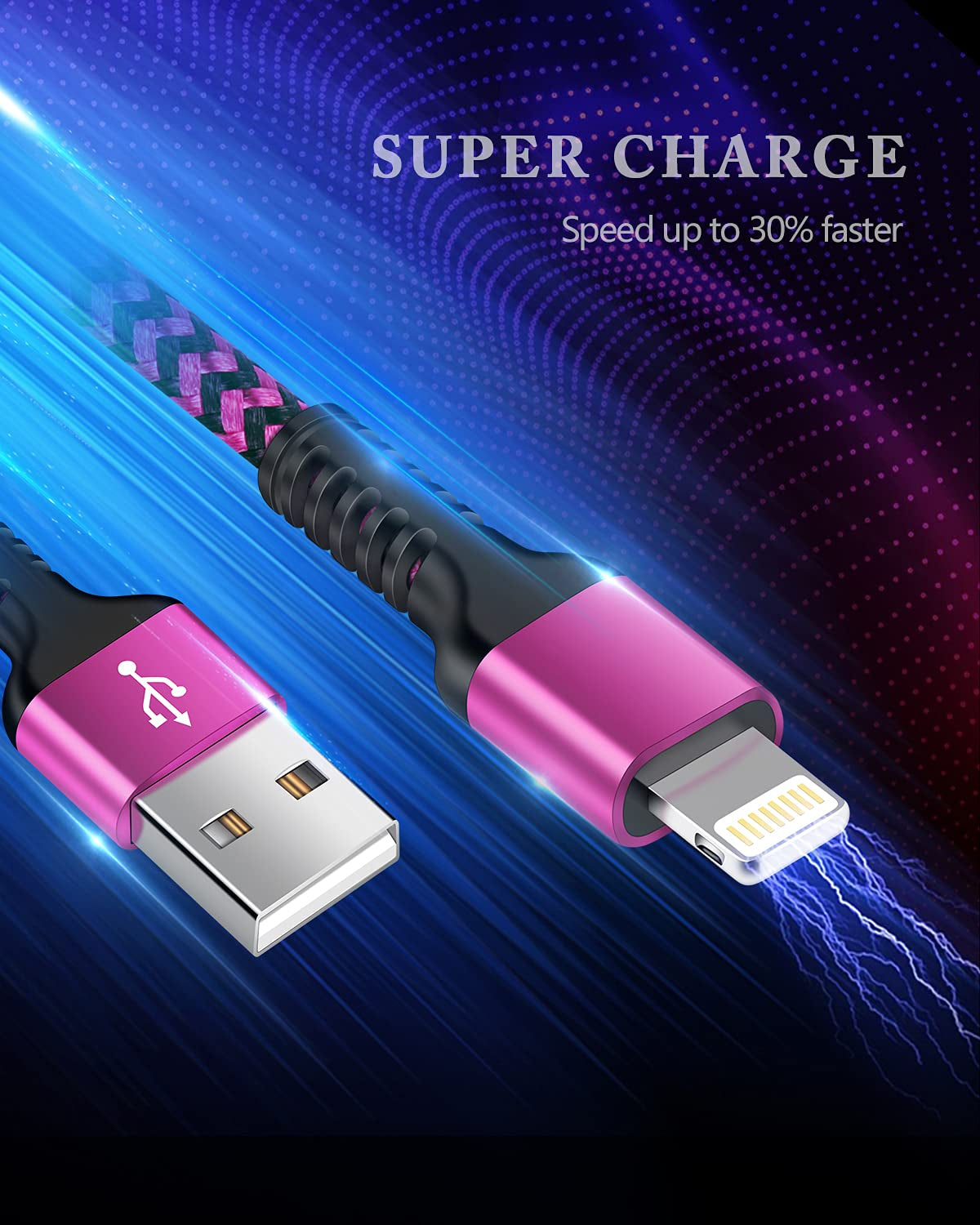 Rapid Charging Iphone Cable, Apple MFI Certified Extension Charging USB Wire, Long Braided Data Sync Transfer Power Line for Iphone 14 13 12 11 Pro Max/10/Xs/Xr/Se, USB to Lightning Cord 10FT | 2Pcs