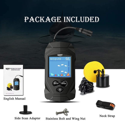 Portable Fish Finders Wired Transducer Kayak Fish Finder Kit Portable Depth Finder LCD Display for Kayak Boat Ice Fishing