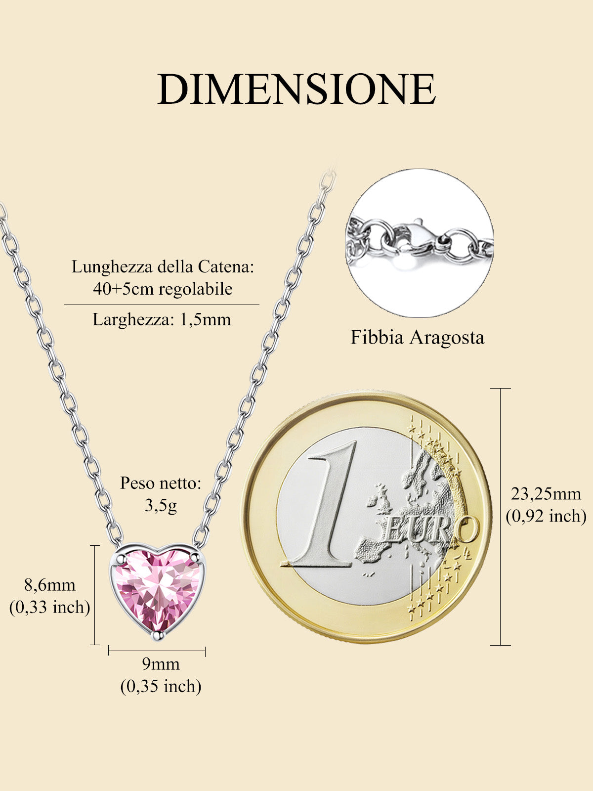 Silver Necklace for Women 925 Sterling Silver Birthstone Love Heart Necklace