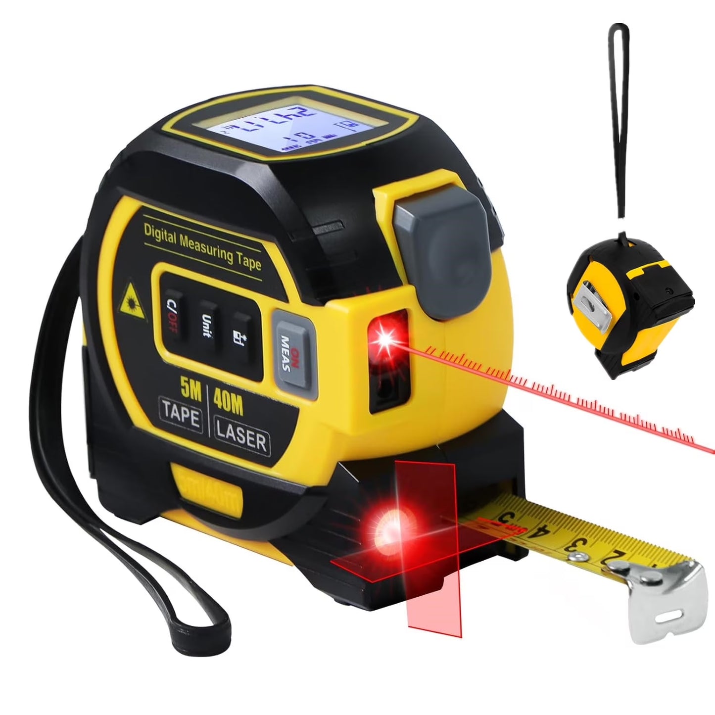 3 in 1 Digital Laser Tape Measure 130Ft/40M Laser Distance Meter Auto Lock Measuring Tape Range Finder