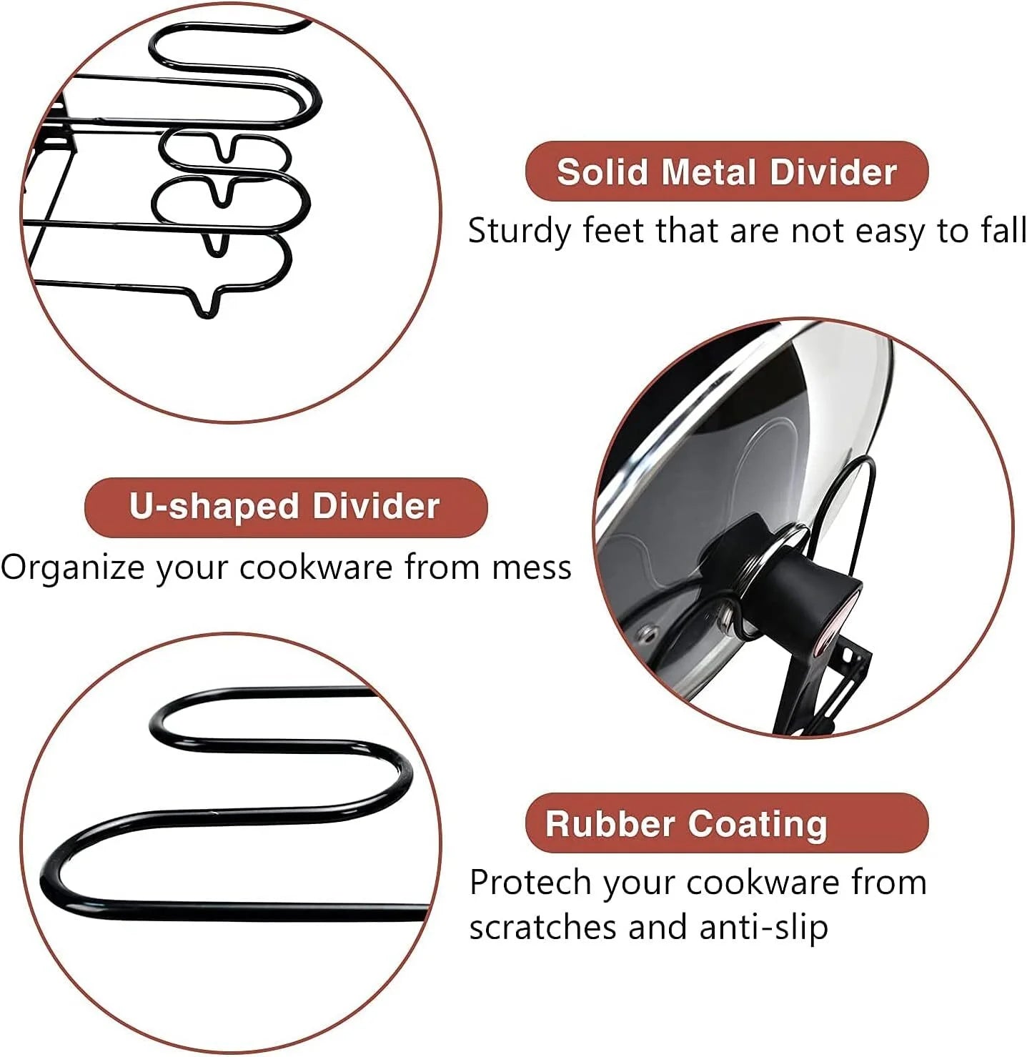 (5 Pack)  Pot Organizer Rack 8 Tiers Pots and Pans Organizer, Pot Lid Organizer for Kitchen Cabinet Cookware Organizers and Storage,Upgraded