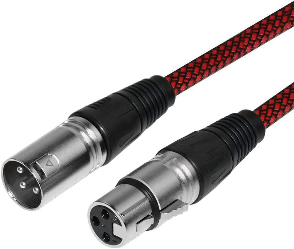 XLR Cable 100Ft Male to Female, Microphone 3 Pin Nylon Braided Balanced Mic DMX Patch Cord with Oxygen-Free Copper Conductors