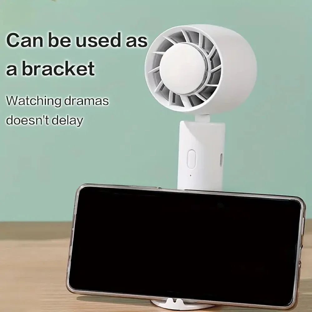 Portable Handheld Fan with Base, USB Rechargeable Mini Personal Fan 3000Mah 3 Speed Adjustable Desk Fan, Gifts for Women Men Travel, Camping, Outdoor, White