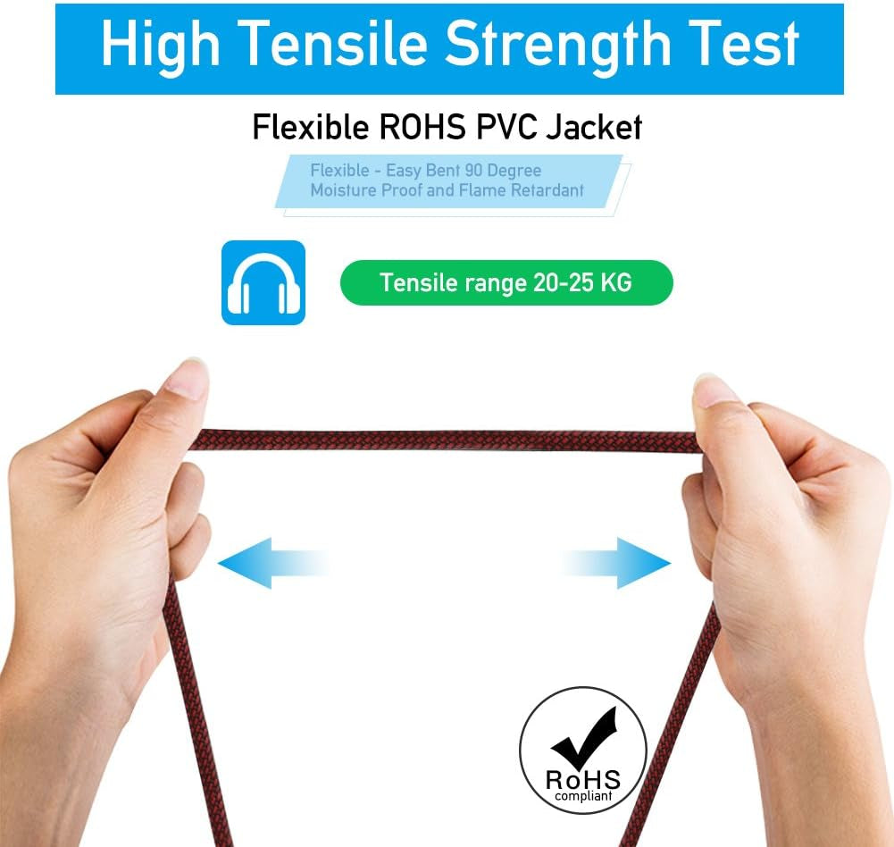 XLR Cable 100Ft Male to Female, Microphone 3 Pin Nylon Braided Balanced Mic DMX Patch Cord with Oxygen-Free Copper Conductors