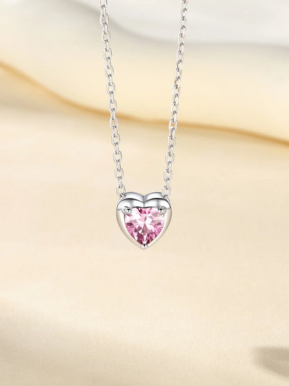 Silver Necklace for Women 925 Sterling Silver Birthstone Love Heart Necklace