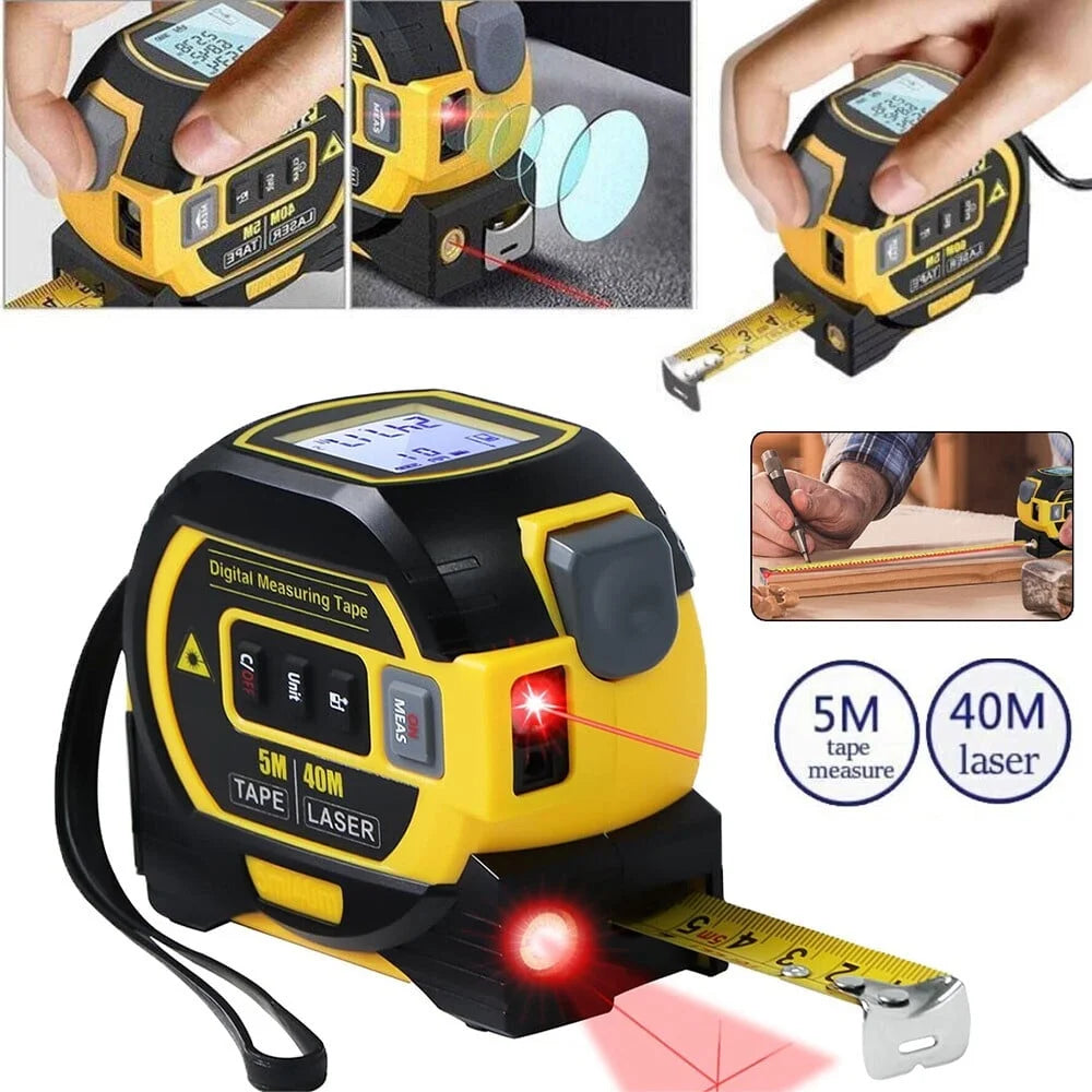 3 in 1 Digital Laser Tape Measure 130Ft/40M Laser Distance Meter Auto Lock Measuring Tape Range Finder