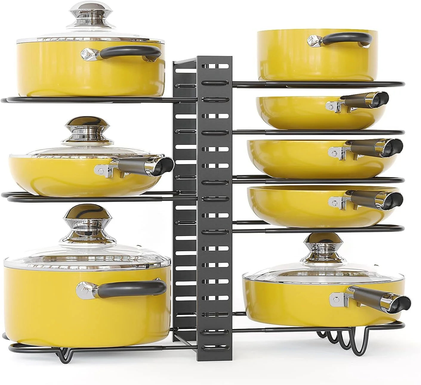 (5 Pack)  Pot Organizer Rack 8 Tiers Pots and Pans Organizer, Pot Lid Organizer for Kitchen Cabinet Cookware Organizers and Storage,Upgraded