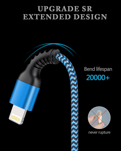 Rapid Charging Iphone Cable, Apple MFI Certified Extension Charging USB Wire, Long Braided Data Sync Transfer Power Line for Iphone 14 13 12 11 Pro Max/10/Xs/Xr/Se, USB to Lightning Cord 10FT | 2Pcs