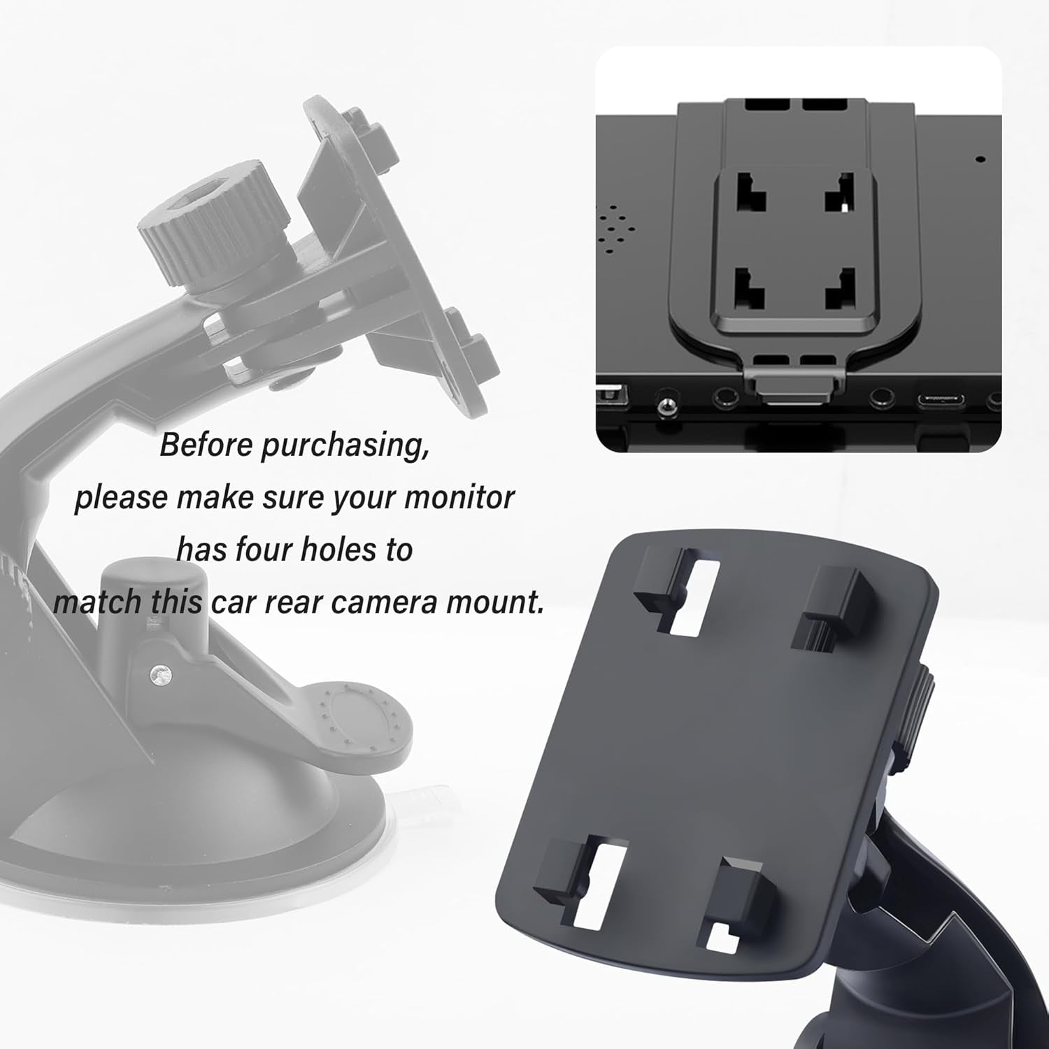 Car Backup Camera Monitor Stand,Reverse Camera Monitor Mount with Strong Suction Cups,Adjustable Windshield Mount for Car Truck SUV 4.3" & 5" Backup Camera with Monitor