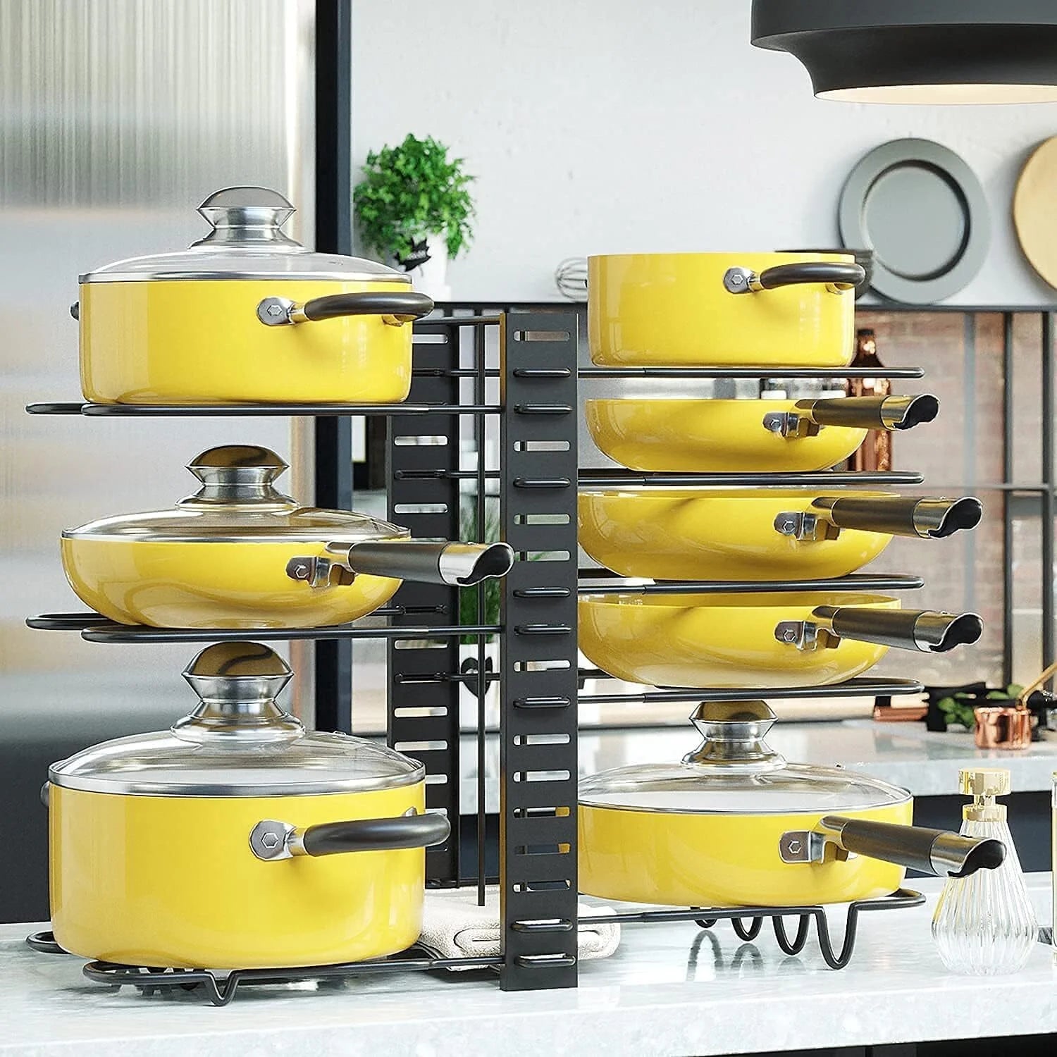 (5 Pack)  Pot Organizer Rack 8 Tiers Pots and Pans Organizer, Pot Lid Organizer for Kitchen Cabinet Cookware Organizers and Storage,Upgraded