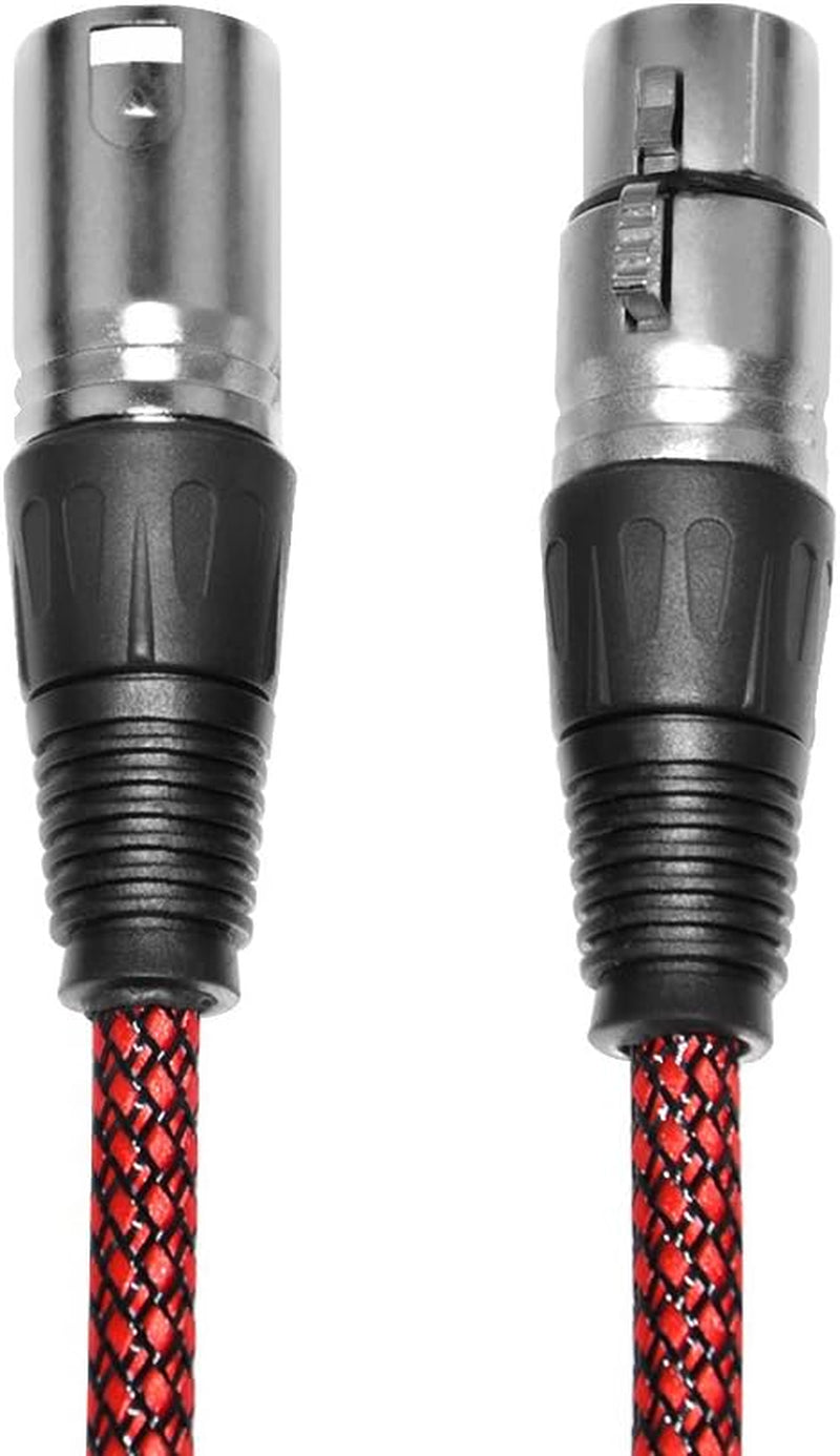 XLR Cable 100Ft Male to Female, Microphone 3 Pin Nylon Braided Balanced Mic DMX Patch Cord with Oxygen-Free Copper Conductors